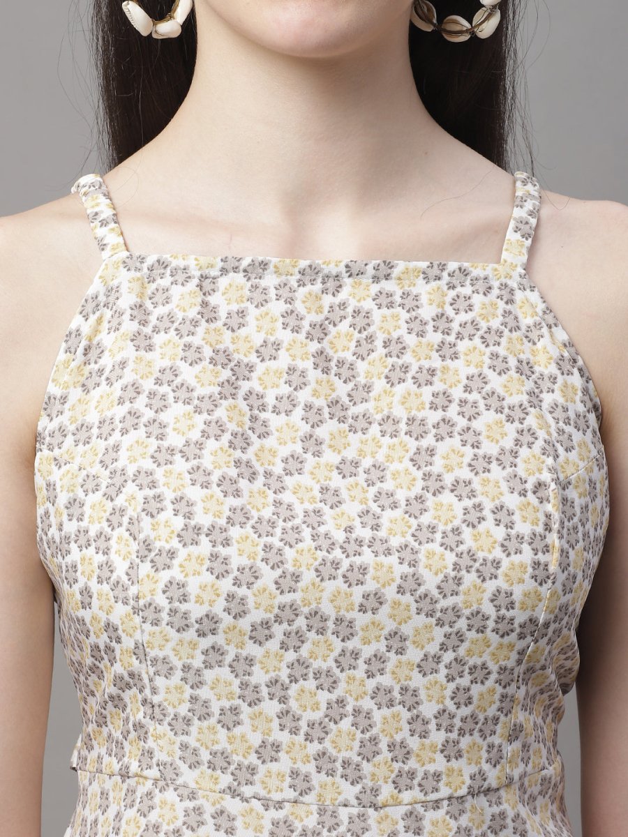 Women Off White Floral Printed A-Line Dresses - JND_1019Off-White_XS