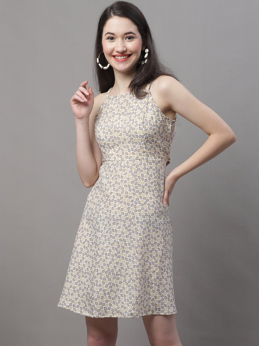 Women Off White Floral Printed A-Line Dresses - JND_1019Off-White_XS