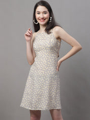 Women Off White Floral Printed A-Line Dresses - JND_1019Off-White_XS