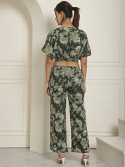 Women Olive Green Printed Crop Top With Palazzos - JNCS_3006Olive_XS