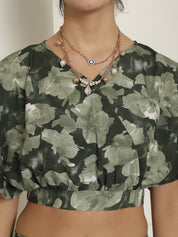 Women Olive Green Printed Crop Top With Palazzos - JNCS_3006Olive_XS