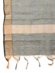 Women Olive Green Woven Design Kantha Work Kurta with Palazzos & With Dupatta - JOKPL_D56O_1554_Olive_S