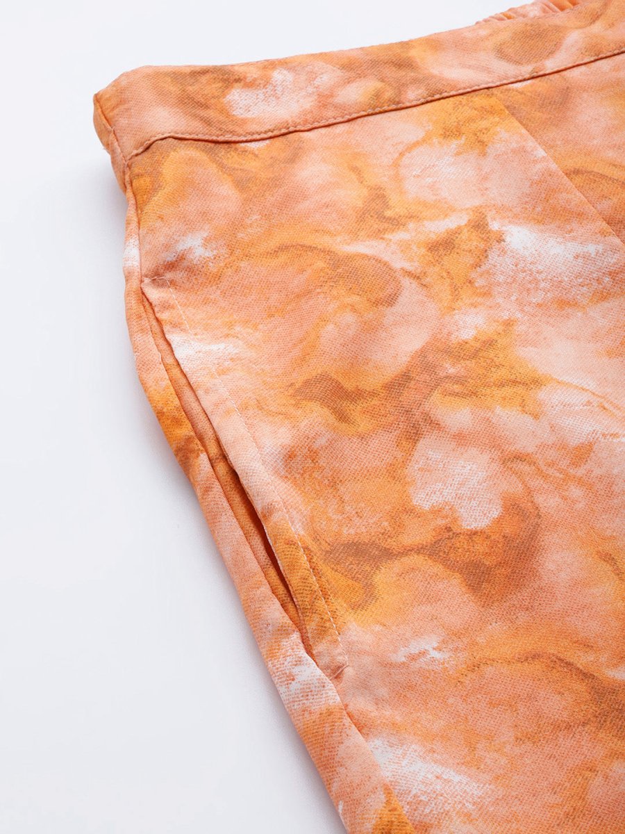 Women Orange Printed Crop Top With Palazzos - JNCS_3006Orange_XS