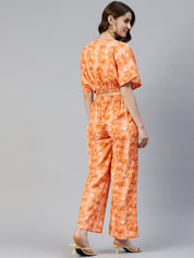Women Orange Printed Crop Top With Palazzos - JNCS_3006Orange_XS