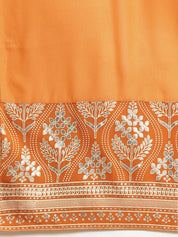 Women Orange & Silver Ethnic Motifs Foil Printed Straight Kurta Sharara Dupatta - JOKPS_D32O_1444_Orange_S