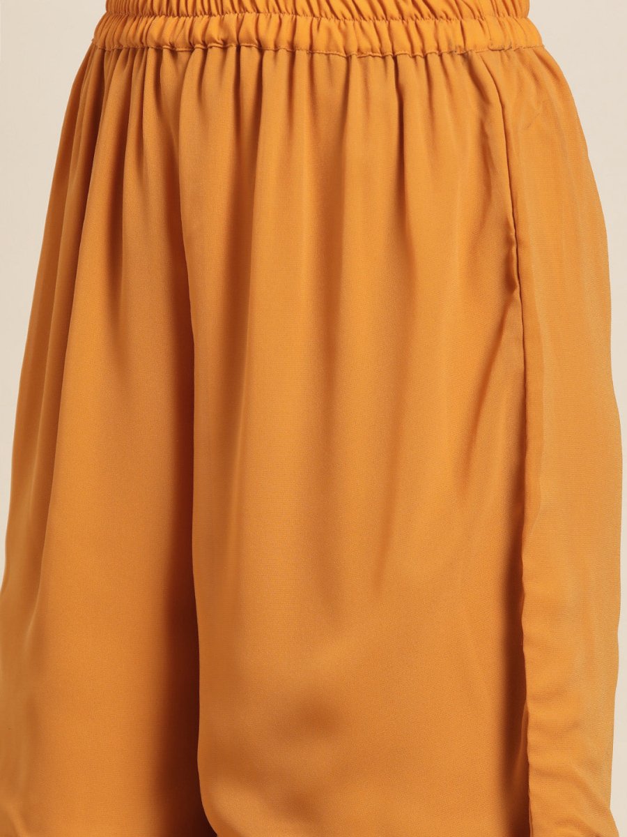 Women Orange & Silver Ethnic Motifs Foil Printed Straight Kurta Sharara Dupatta - JOKPS_D32O_1444_Orange_S