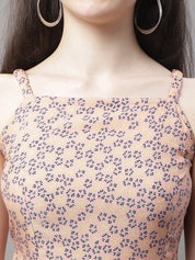 Women Peach Floral Printed A-Line Dresses - JND_1019Peach_XS