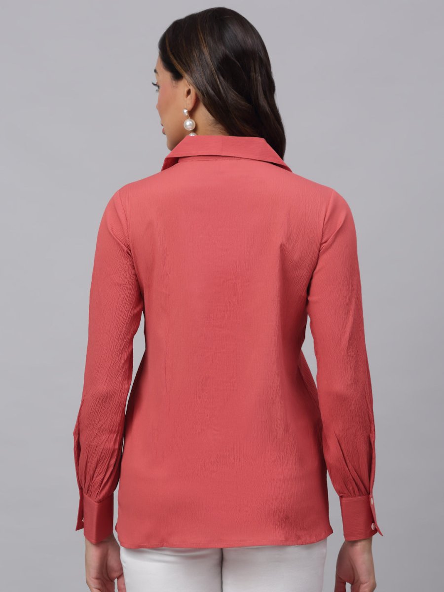 Women Peach Solid Shirt - JNS_2002Peach_XS