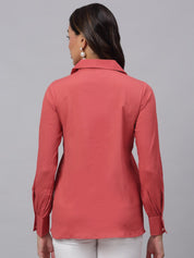 Women Peach Solid Shirt - JNS_2002Peach_XS