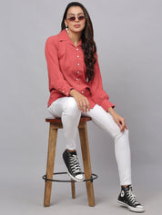 Women Peach Solid Shirt - JNS_2002Peach_XS