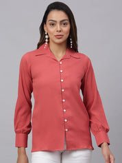 Women Peach Solid Shirt - JNS_2002Peach_XS