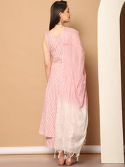 Women Pink Woven Design Flared Kurta with Palazzos & With Dupatta - JOKPL_D59P_1553_Pink_S