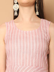 Women Pink Woven Design Flared Kurta with Palazzos & With Dupatta - JOKPL_D59P_1553_Pink_S