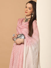 Women Pink Woven Design Flared Kurta with Palazzos & With Dupatta - JOKPL_D59P_1553_Pink_S