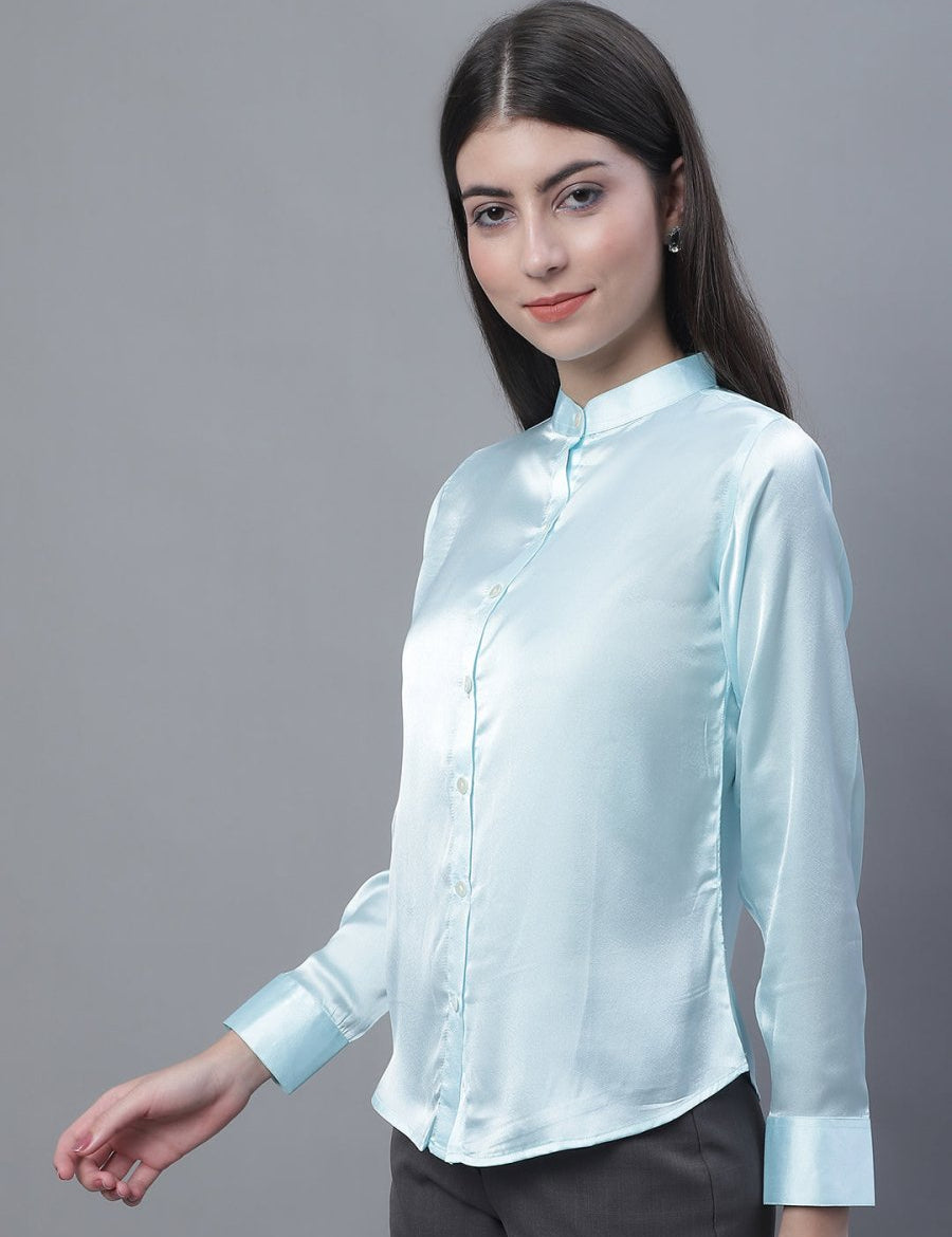 Women Sky Blue Solid Shirt Style Top - JNT_2015Sky_XS
