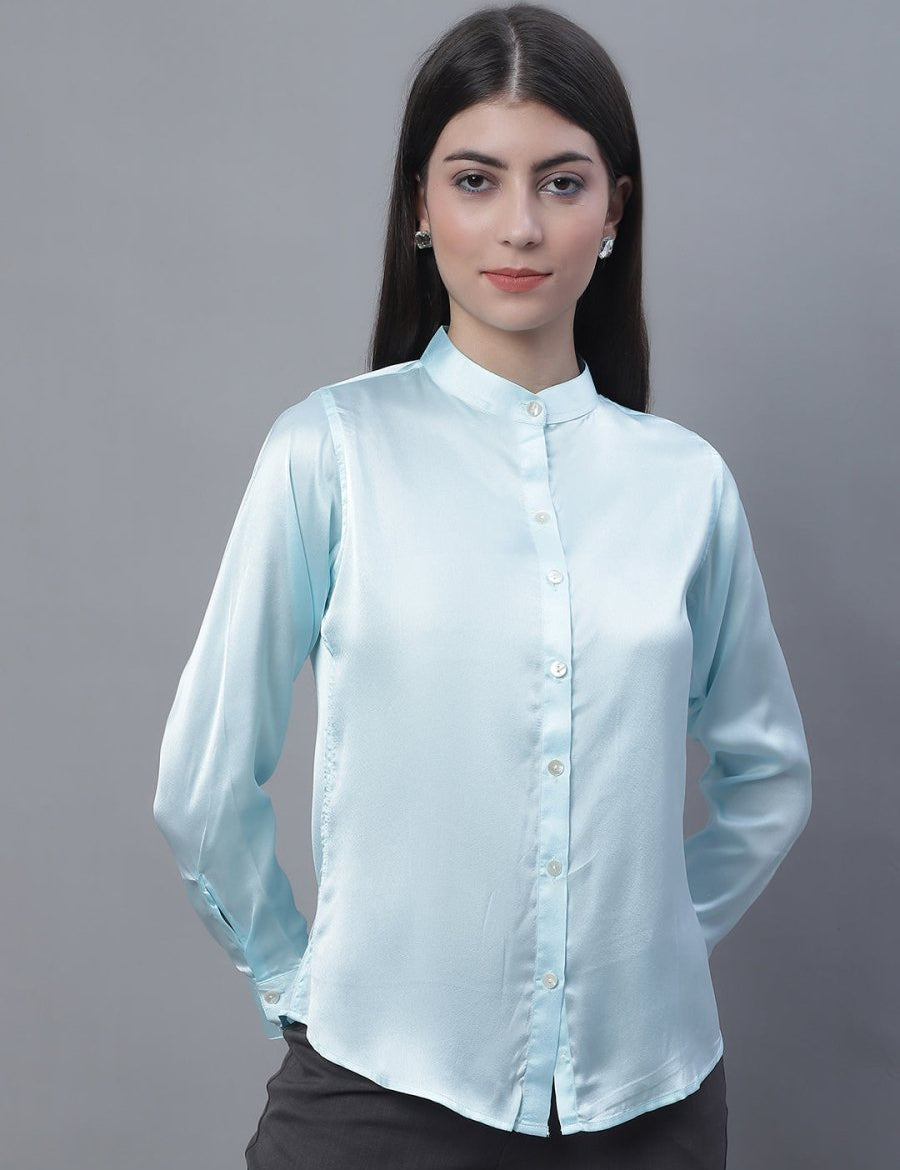 Women Sky Blue Solid Shirt Style Top - JNT_2015Sky_XS