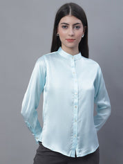 Women Sky Blue Solid Shirt Style Top - JNT_2015Sky_XS