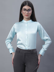 Women Sky Blue Solid Shirt Style Top - JNT_2015Sky_XS
