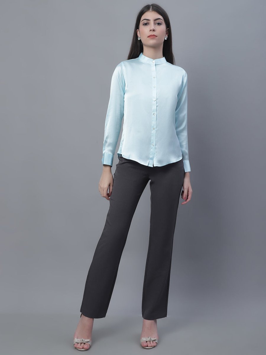 Women Sky Blue Solid Shirt Style Top - JNT_2015Sky_XS