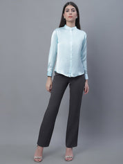 Women Sky Blue Solid Shirt Style Top - JNT_2015Sky_XS