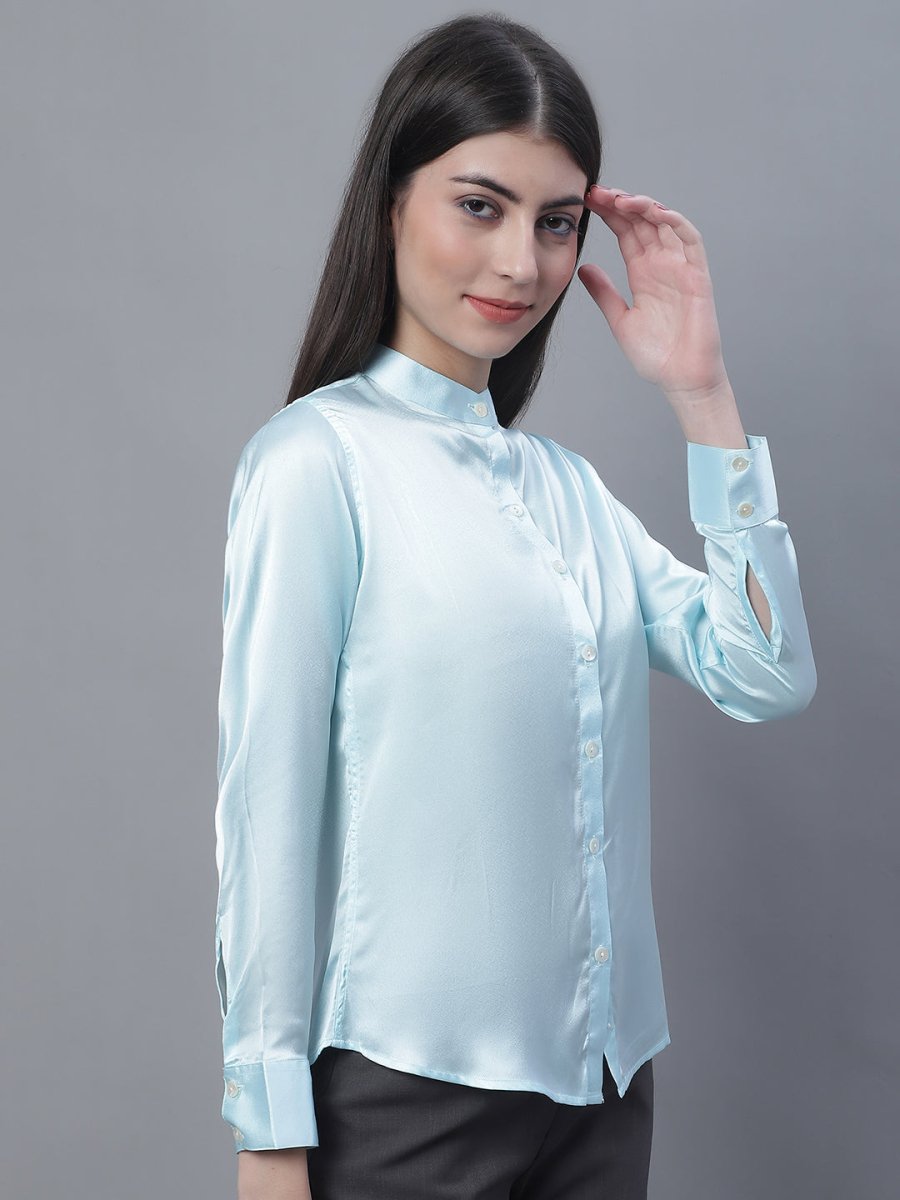 Women Sky Blue Solid Shirt Style Top - JNT_2015Sky_XS