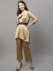 Women stylish Co-ords with belt - JNCS_3004Golden_XS