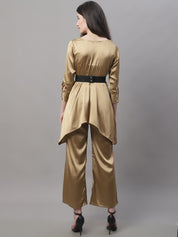 Women stylish Co-ords with belt - JNCS_3004Golden_XS