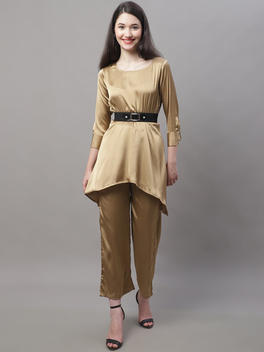 Women stylish Co-ords with belt - JNCS_3004Golden_XS