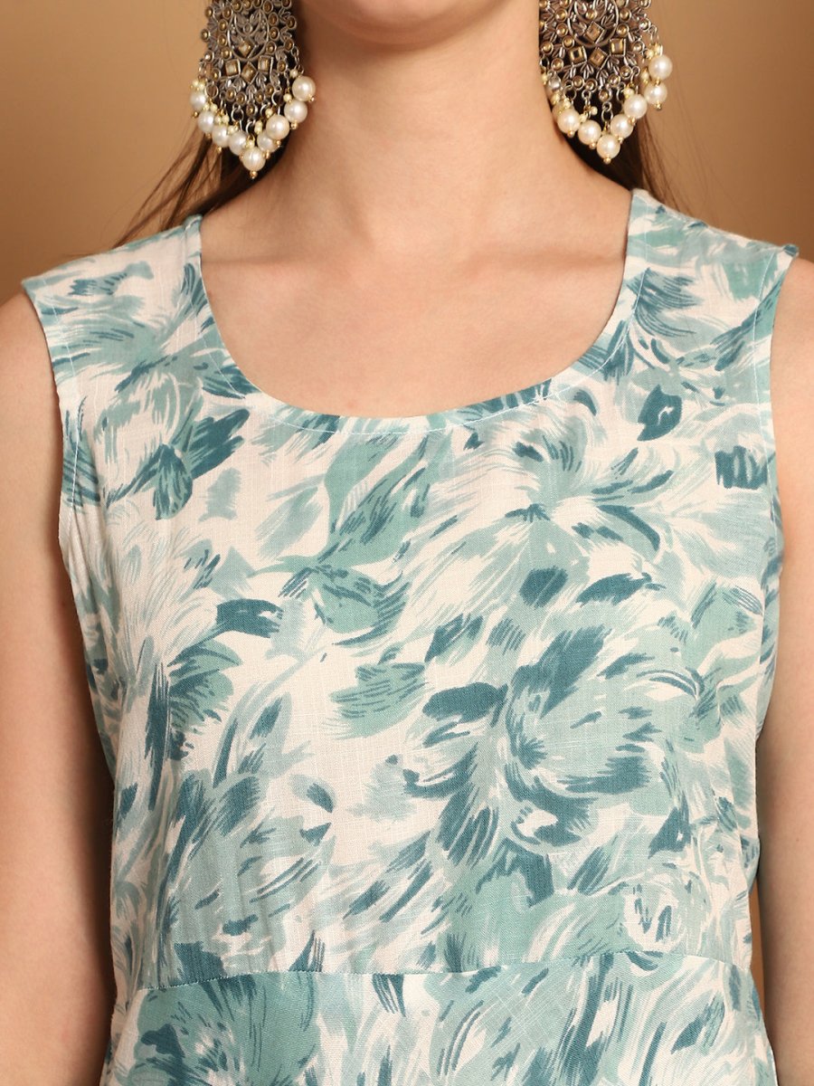 Women Teal Printed Kurta with Palazzos & With Ombre Dupatta - JOKPL_D62T_1557_Teal_S