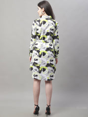 Women White Printed A-Line Dresses With Belt - JND_1015White_XS