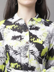 Women White Printed A-Line Dresses With Belt - JND_1015White_XS