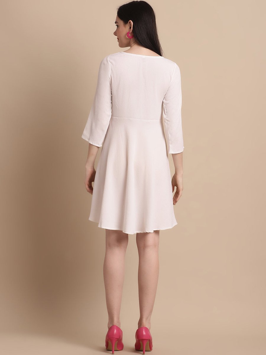 Women White Solid A-Line Dress - JND_1001White_XS