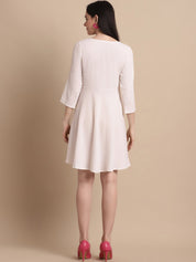 Women White Solid A-Line Dress - JND_1001White_XS