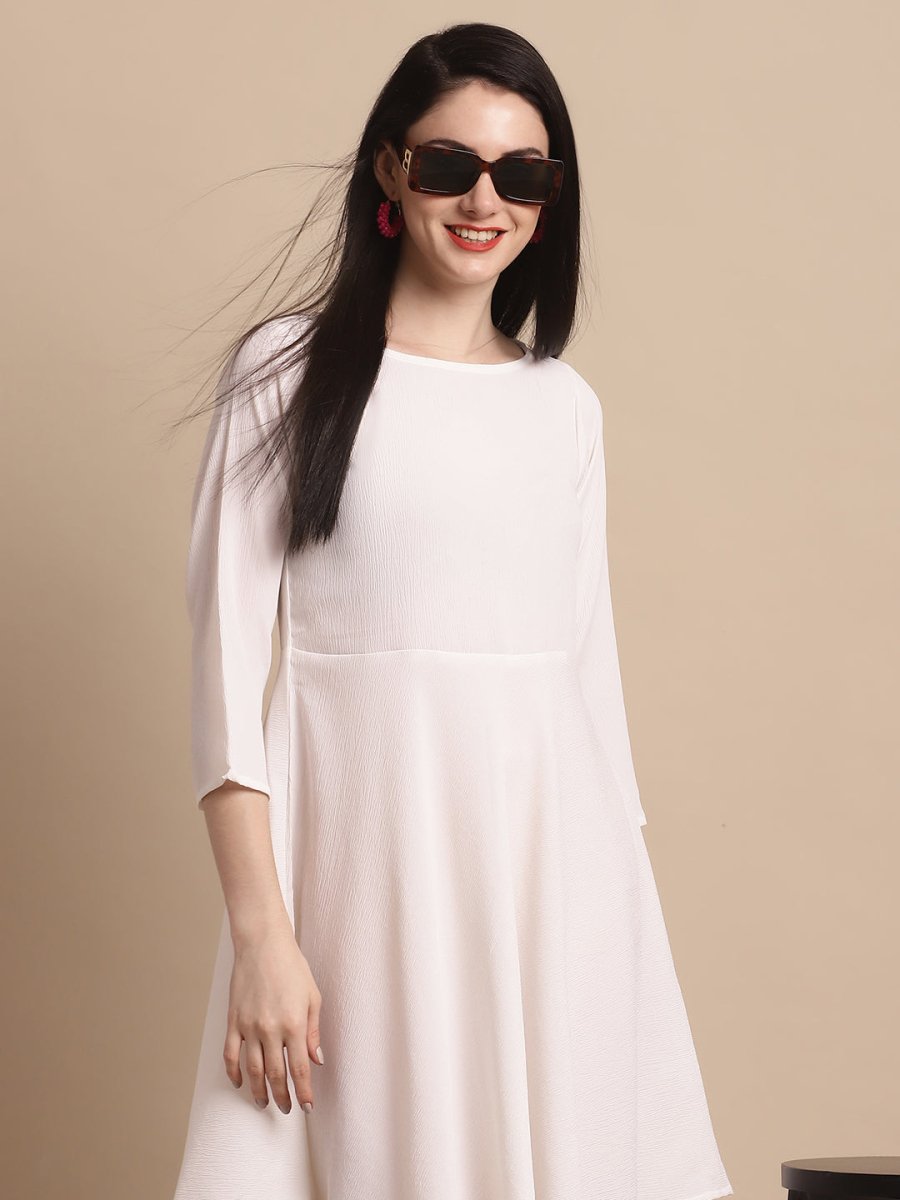 Women White Solid A-Line Dress - JND_1001White_XS