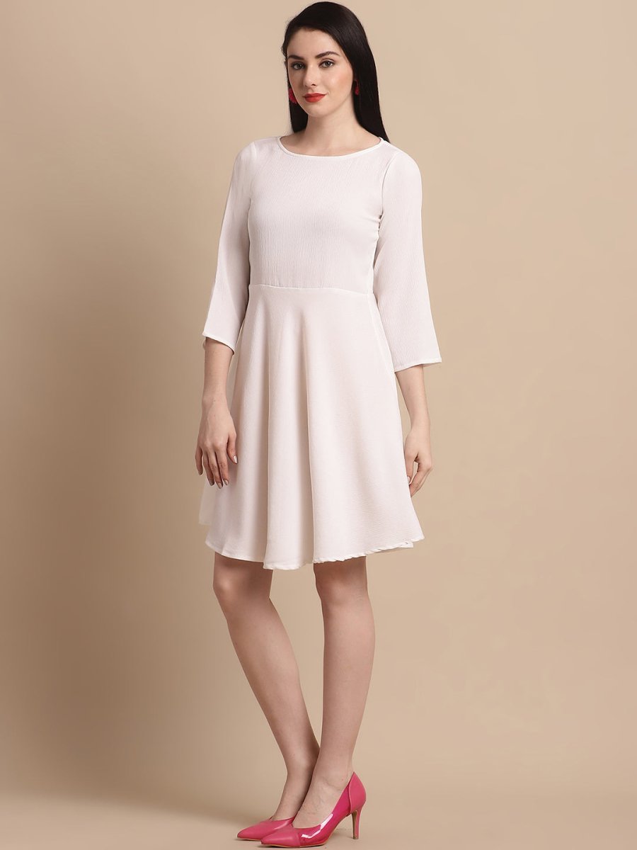 Women White Solid A-Line Dress - JND_1001White_XS