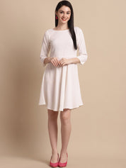 Women White Solid A-Line Dress - JND_1001White_XS