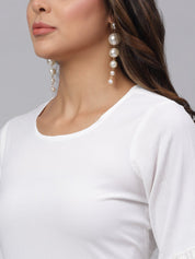 Women White Solid Fit & Flare Dress - JND_1002White_XS