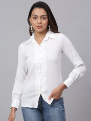 Women White Solid Shirt - JNS_2002White_XS