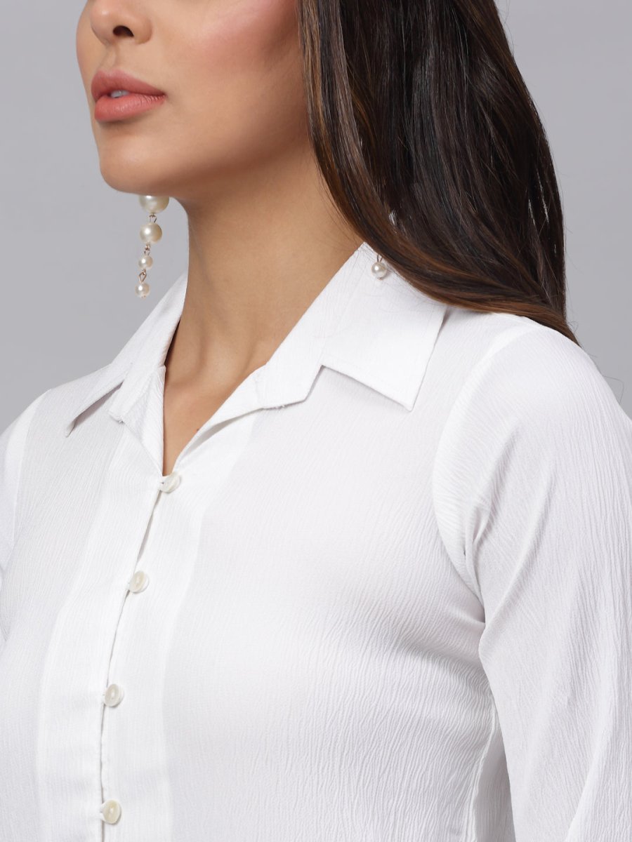 Women White Solid Shirt - JNS_2002White_XS