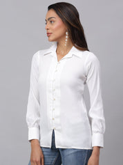 Women White Solid Shirt - JNS_2002White_XS