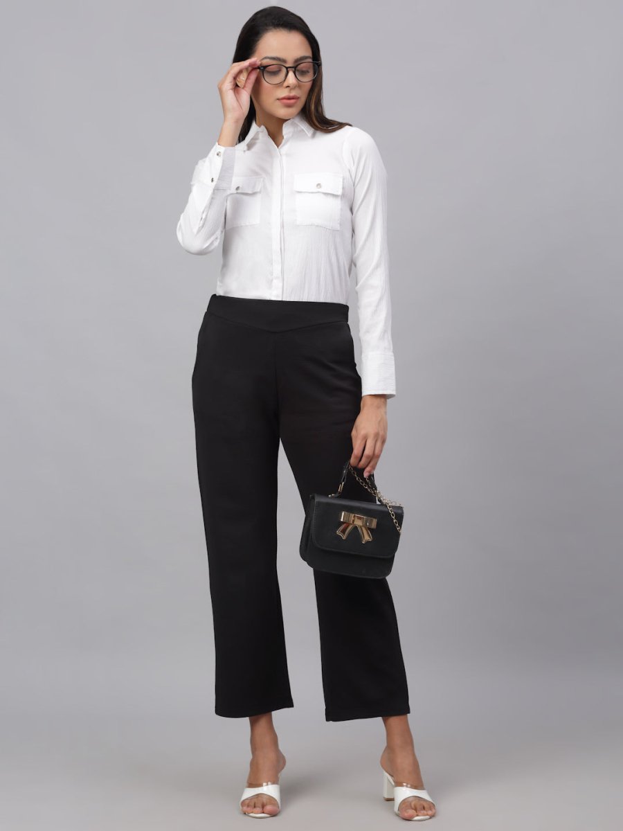 Women White Solid Shirt - JNS_2001White_XS