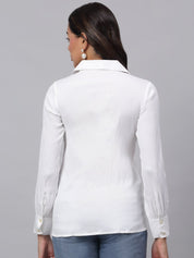Women White Solid Shirt - JNS_2002White_XS
