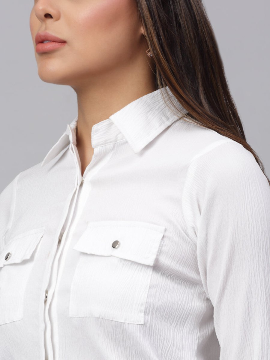 Women White Solid Shirt - JNS_2001White_XS