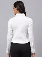Women White Solid Shirt - JNS_2001White_XS