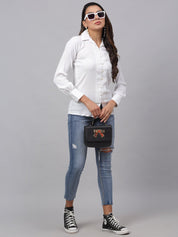 Women White Solid Shirt - JNS_2002White_XS
