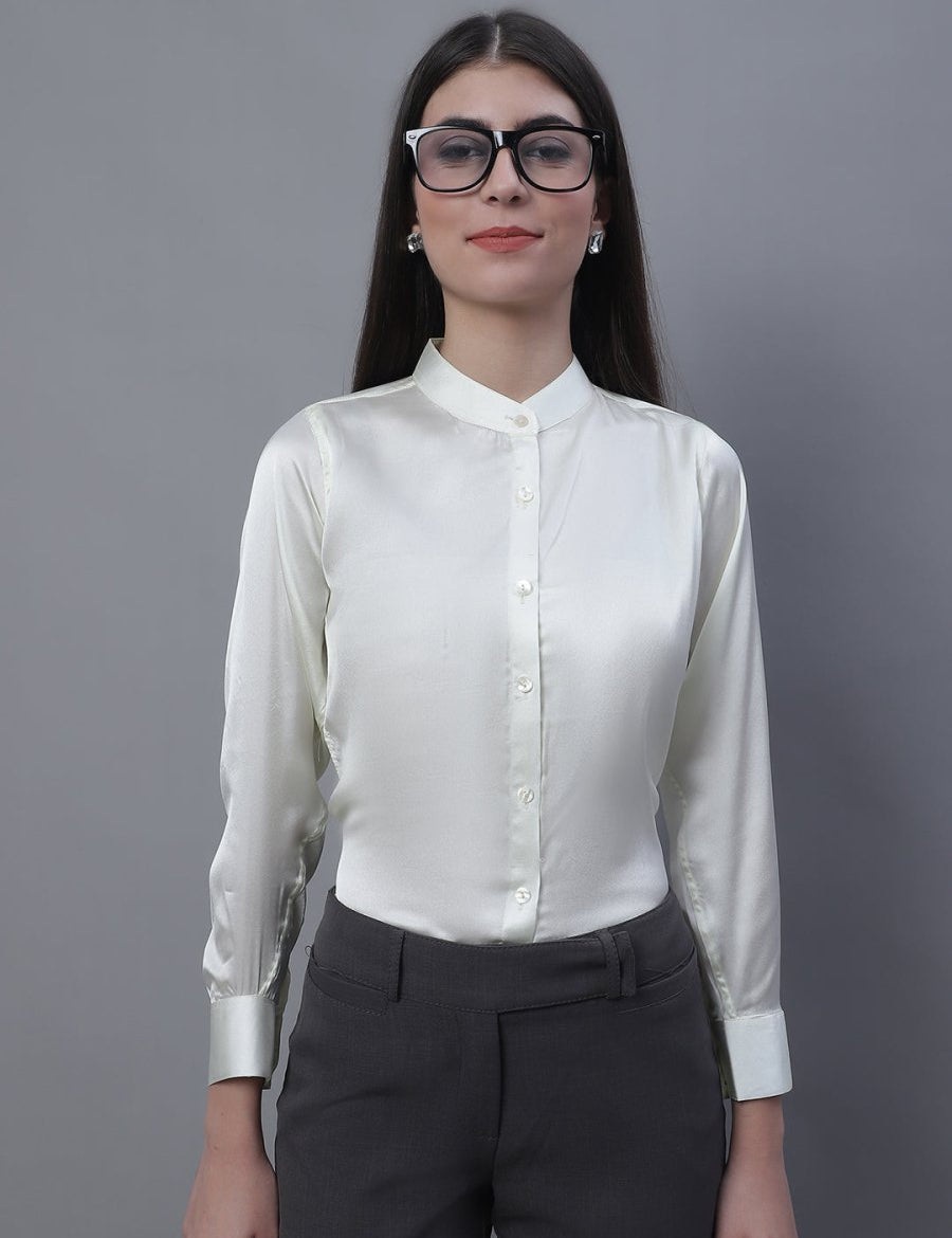 Women White Solid Shirt Style Top - JNT_2015White_XS