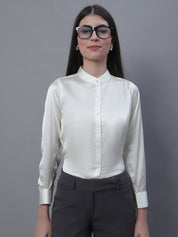 Women White Solid Shirt Style Top - JNT_2015White_XS