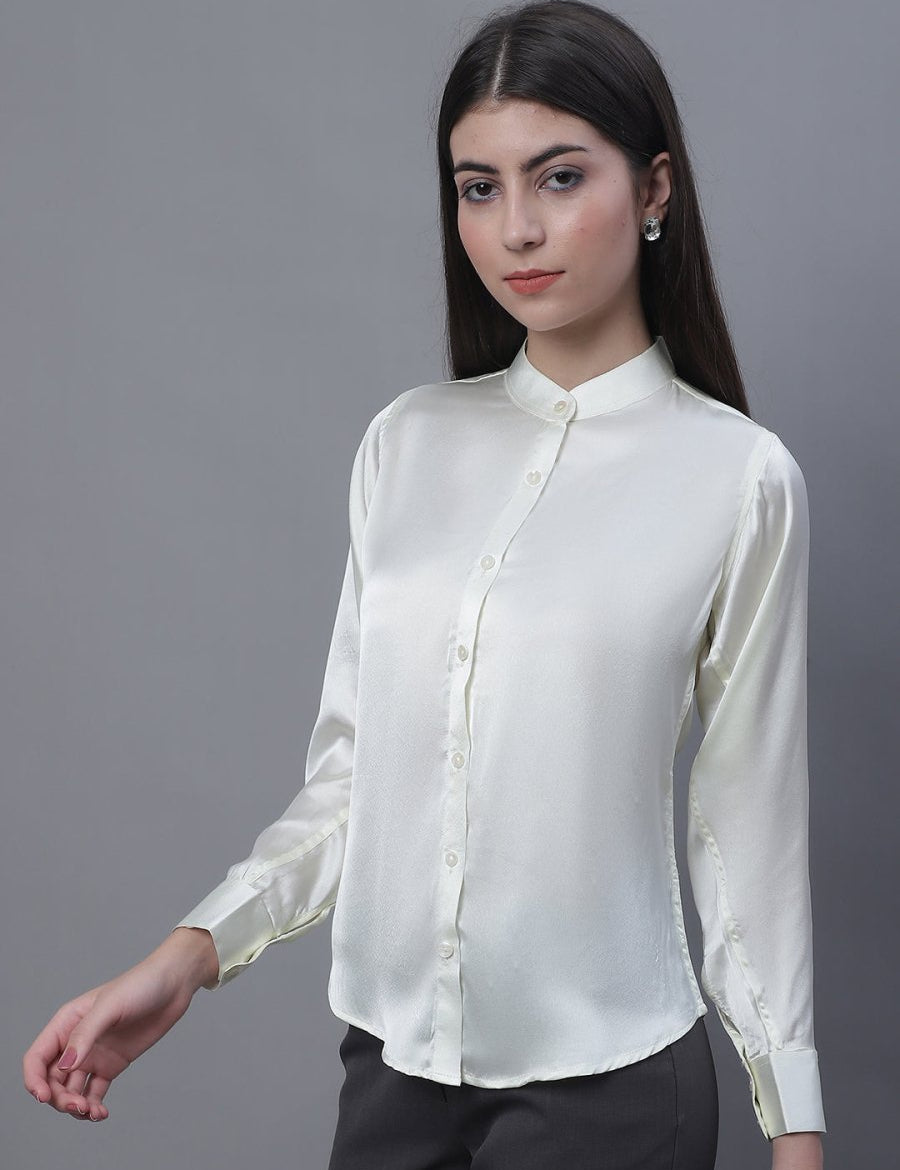 Women White Solid Shirt Style Top - JNT_2015White_XS