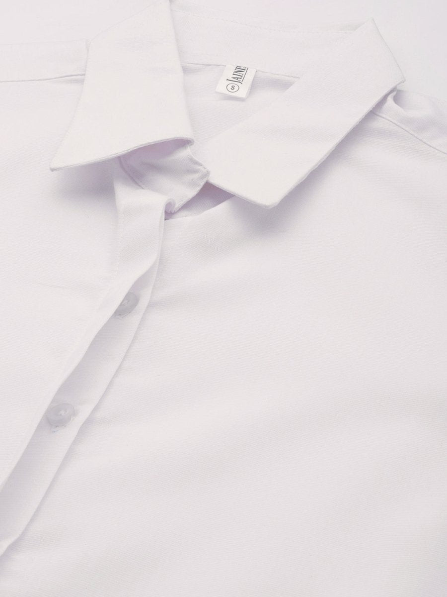 Women White Solid Shirt Style Top - JNS_2007White_XS