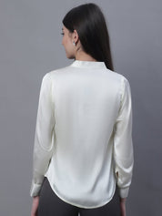 Women White Solid Shirt Style Top - JNT_2015White_XS
